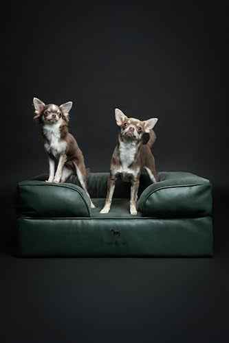 Dog Bed 28x23x11 Inch (Vegan Leather - Green / Medium)