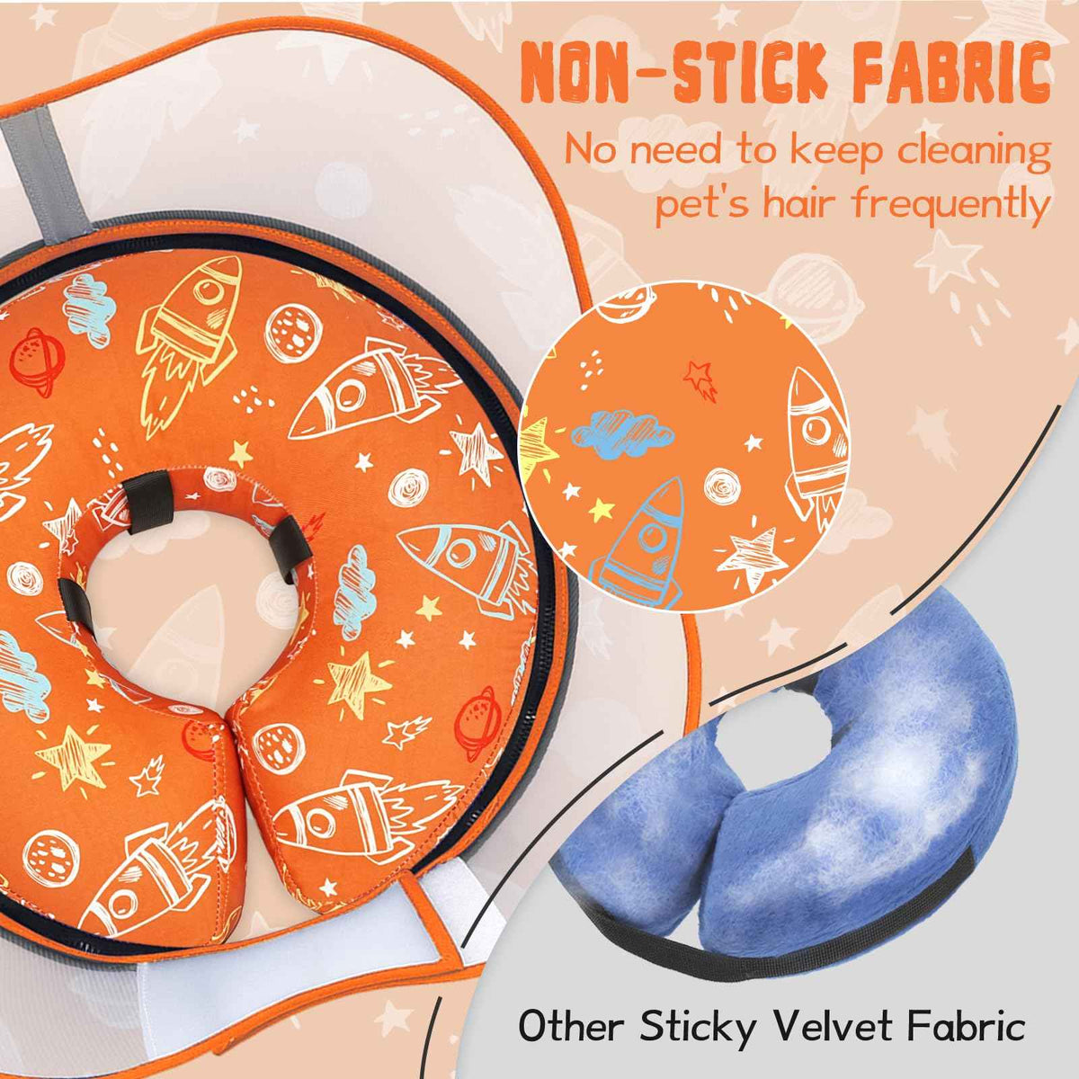 Elevated Inflatable Dog Cone Collar to Stop Licking (Orange / XL(Neck 14"-18"))