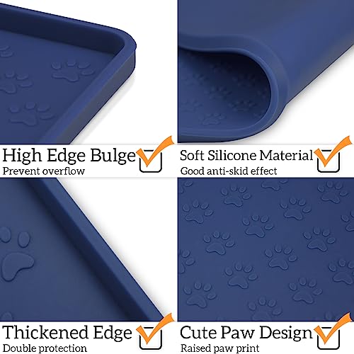 Silicone Pet Placemat for Dog and Cat (24.5"L x 16.5"W / Navy Blue)