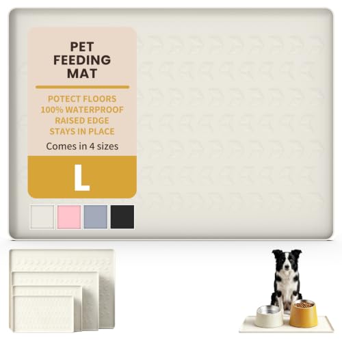 Silicone Pet Feeding Mat (Beige / 24"L x 16"W)