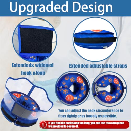 Inflatable Dog Cat Cone Collar with Transparent Shield for After Surgery (L(Neck:15"-20"))