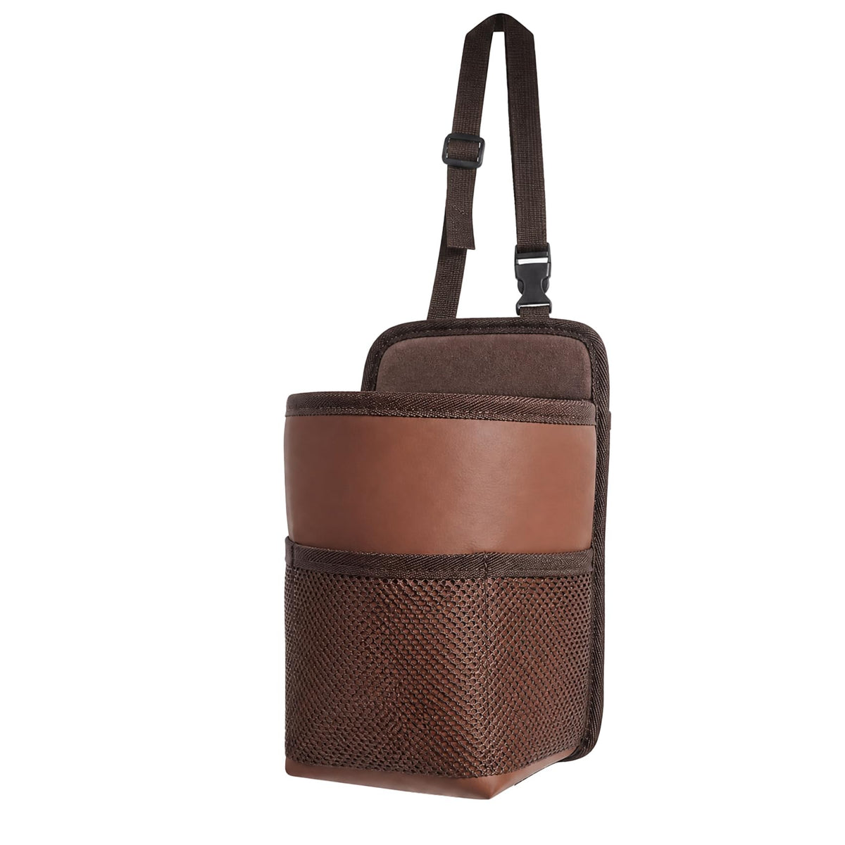 2-in-1 Large Cup Holder, Car Seat Side Organizer, Car Seat Side Large Cup Holder Expander Adapter Bag, Auto Organizer Accessories Car Stuff Holder with Mesh Pocket for Phone & Drink (Brown)