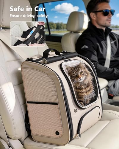 Cat Backpack Carrier (Khaki / 14.9"L x 11.0"W x 19.6"H)