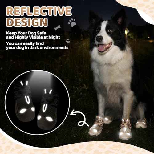 Dog Shoes for Large Small Medium Dogs (Beige / #8 (Width 3.0 inch) for 74-91 lbs)