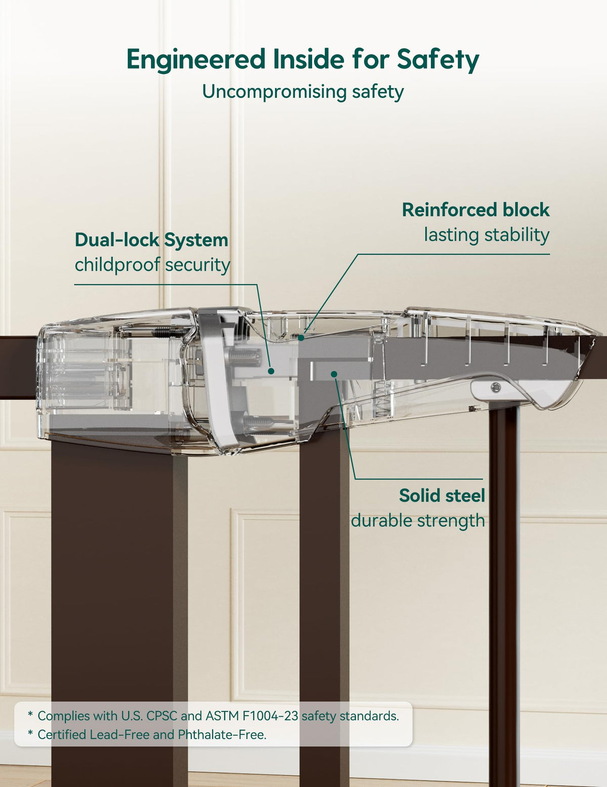 29 48 in Baby Gate for Stairs No Drilling (Brown / 30"Tall 29"-48" Wide)