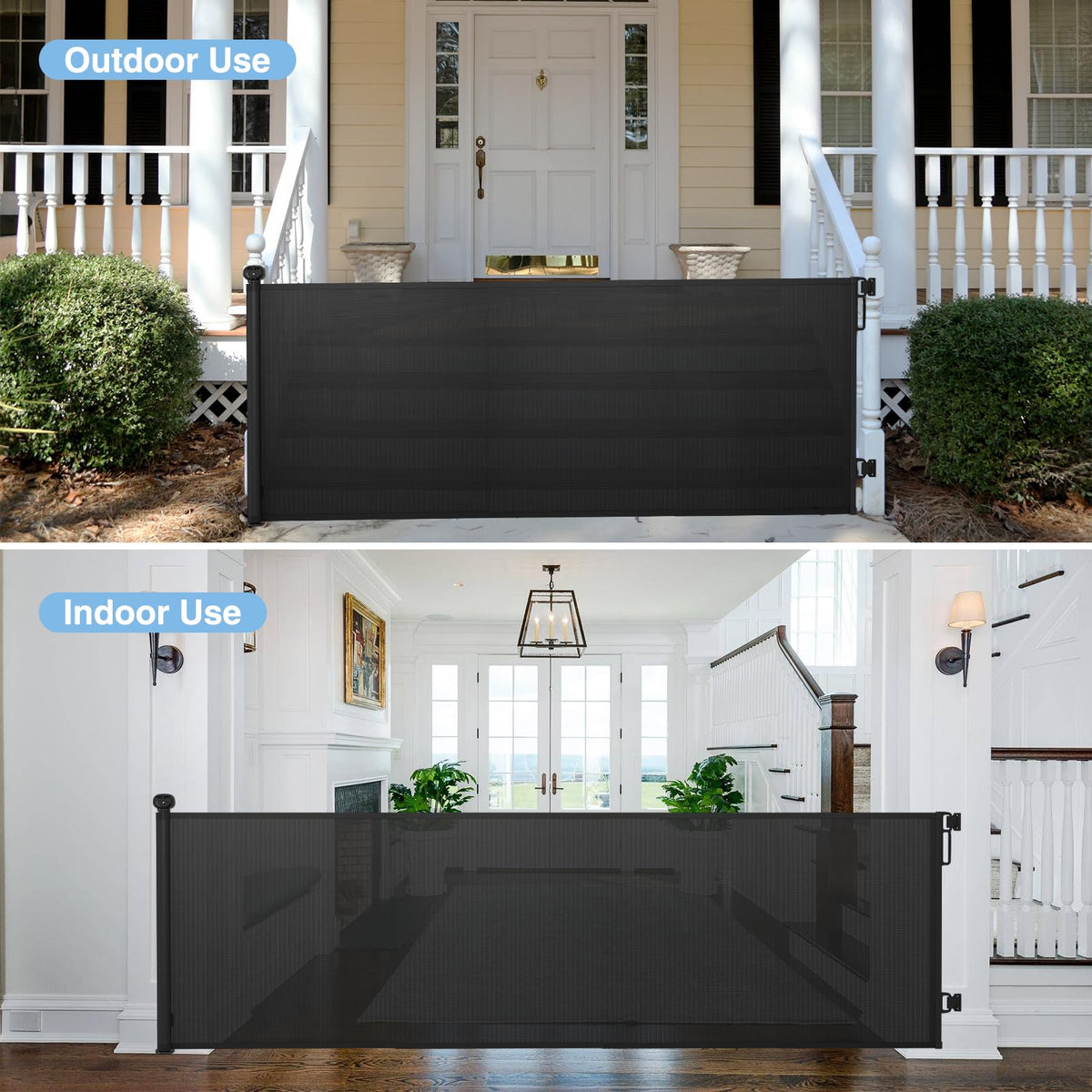 Retractable Baby & Dog Gate (A-black / 34" Tall x 110" Wide)