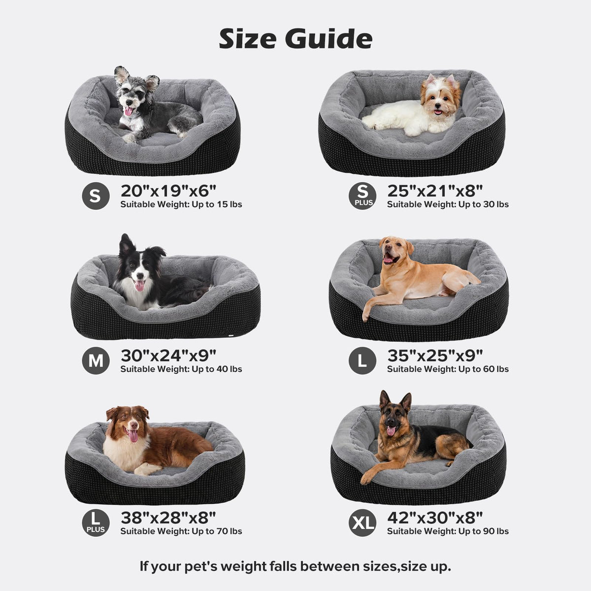 XL Dog Beds Large Sized Dog (XL (42"x30"x8") / Black)