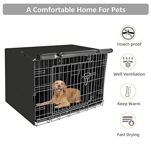 Dog Crate Cover Waterproof Kennel Cover (42.9"L x 28.3"W x 30.3"H / Black)