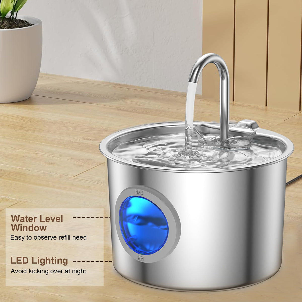 Cat Water Fountain Advanced 304 Stainless Steel 2.2L