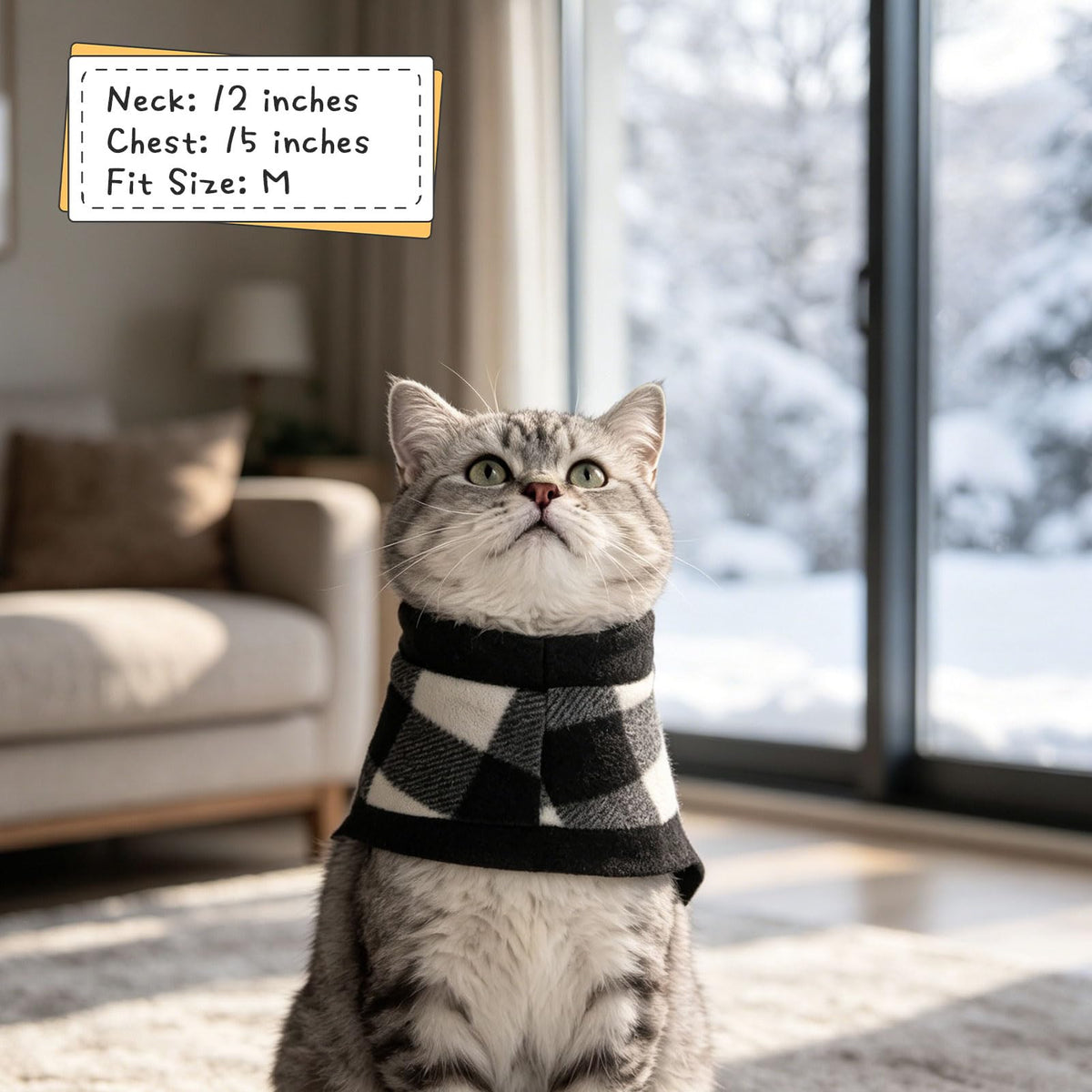Cat Sweater Warm Fleece Pet Clothes for Cats Only (Black / Medium)