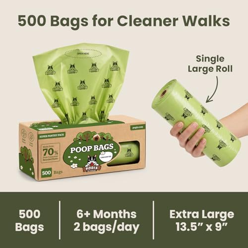 Pogi's Large Dog Poop Bags (1 Count (Pack of 500) / Unscented)