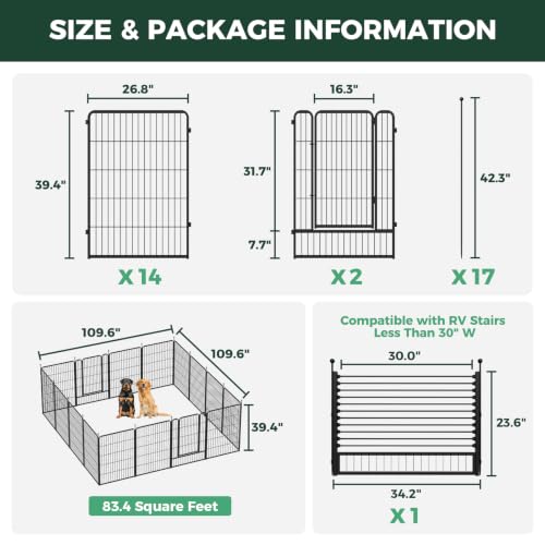 Rollick Dog Playpen with RV Step Grid for RV Camping (Black / 40"H)