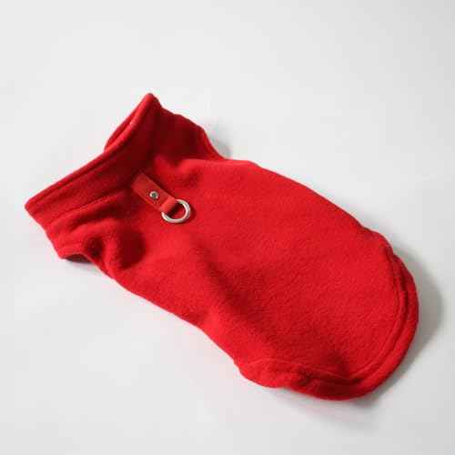 Dog Fleece Vest Sweater with Leash Ring (L (10-16lbs) / Red)
