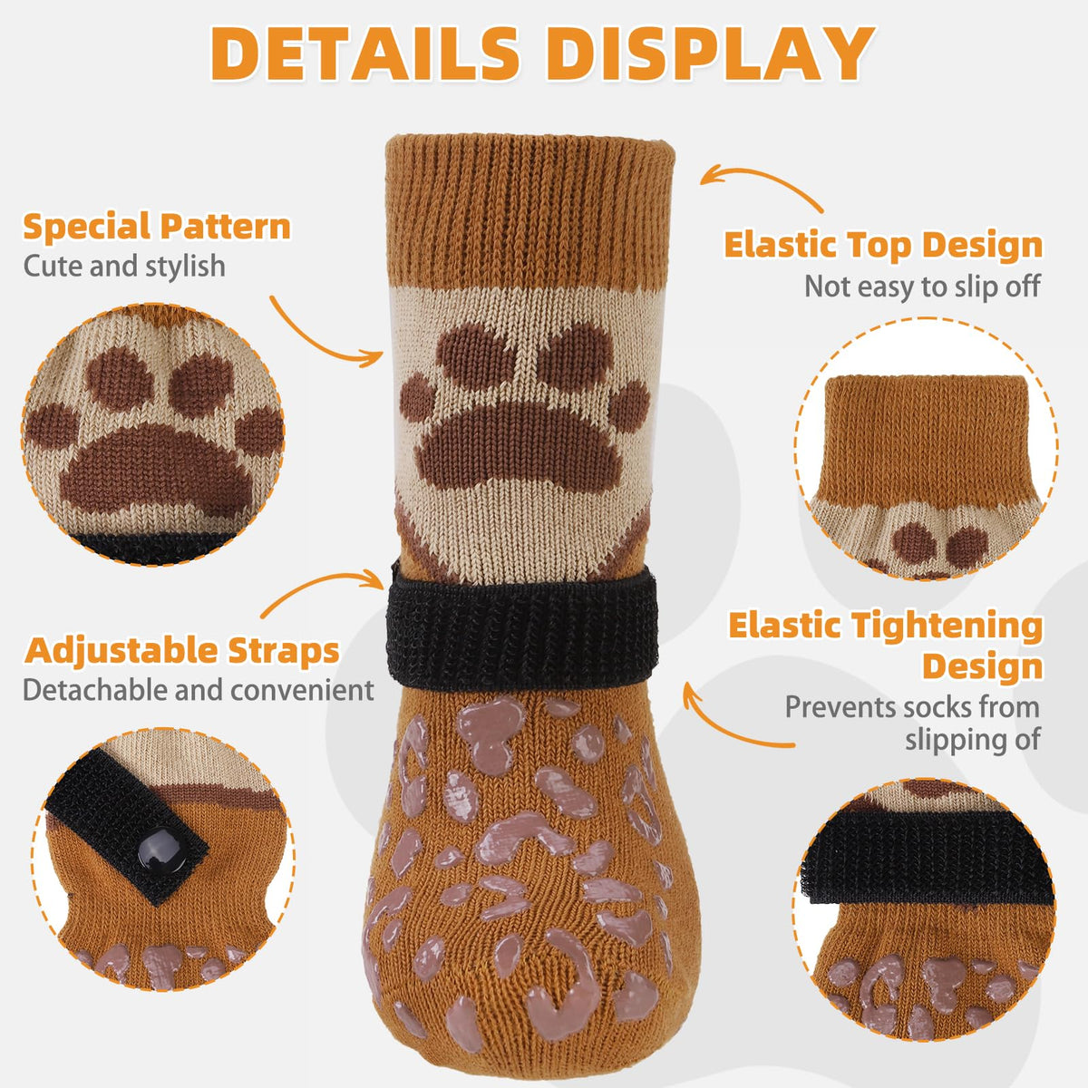 Dog Socks for Hot (Khaki+brown / X-Large (4 Pack))
