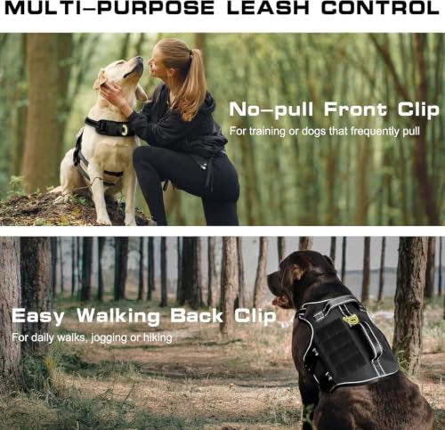 Dog Harness for Large Dogs (Black / XL(Neck:21-32",Chest:26-39"),75-135 lbs)
