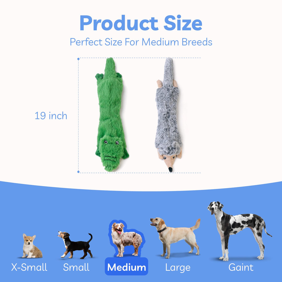 Dog Squeaky Toys No Stuffing 2 Pack (Medium / Fur Plush-2 Pack)