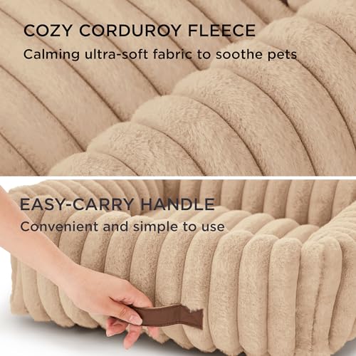 ComfyFleece® Dog Beds Large Sized Dog Washable (36.0"L x 27.0"W x 8.0"Th / Sandy Beige)