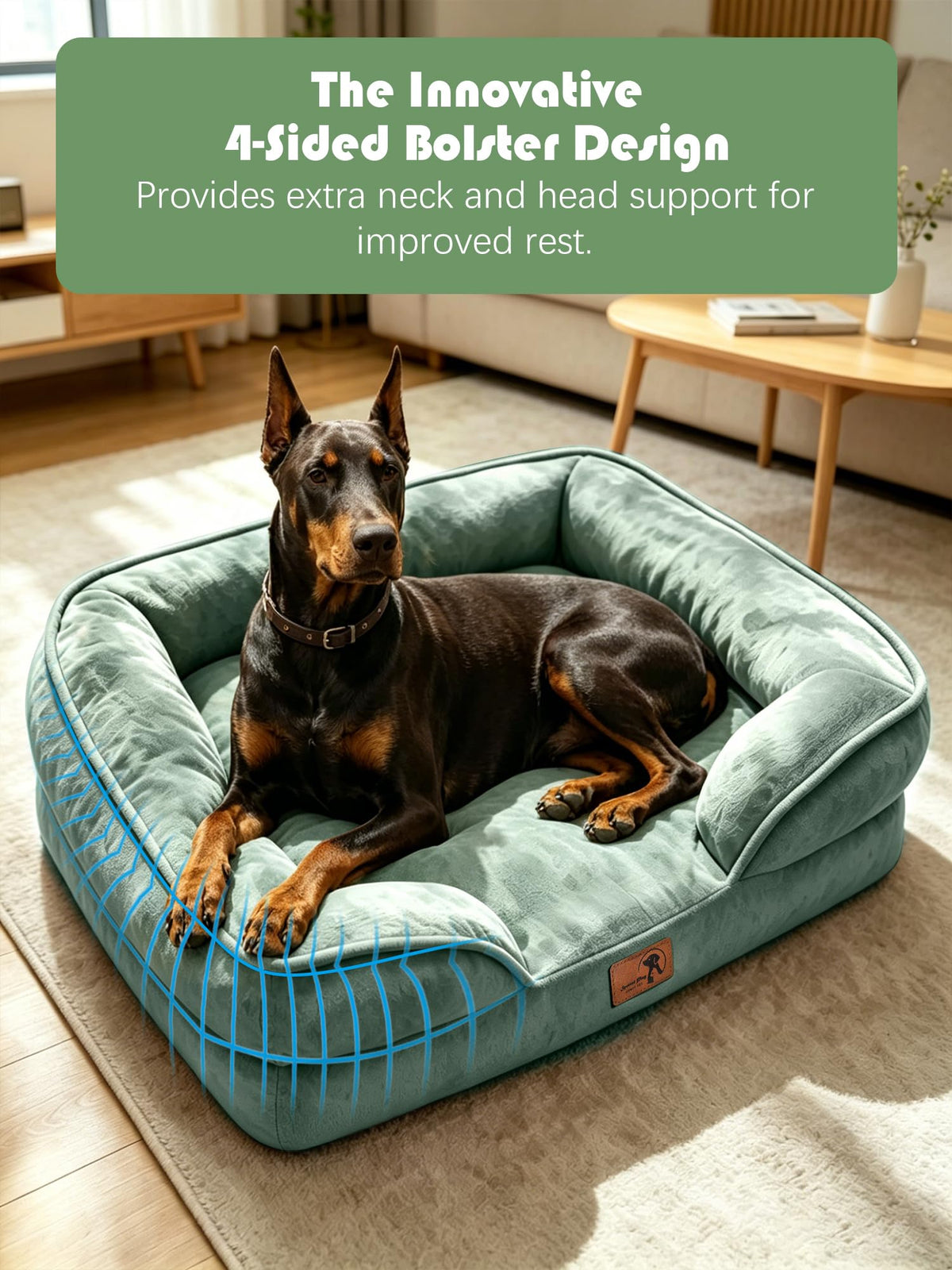 Orthopedic Dog Bed with Sides (48.0"L x 35.0"W x 8.0"Th / Green)