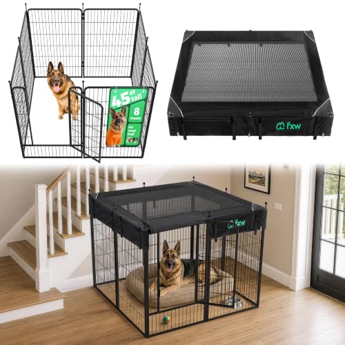 Rollick Dog Playpen with Mesh Top Cover (Black / 45"H)