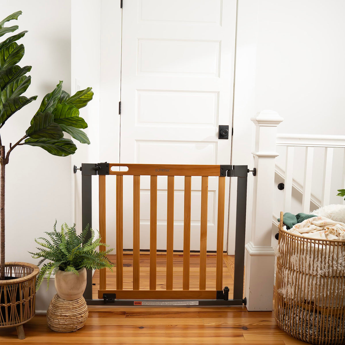 West End Extra Wide Safety Pet and Baby Gate (Oak Wood & Slate)