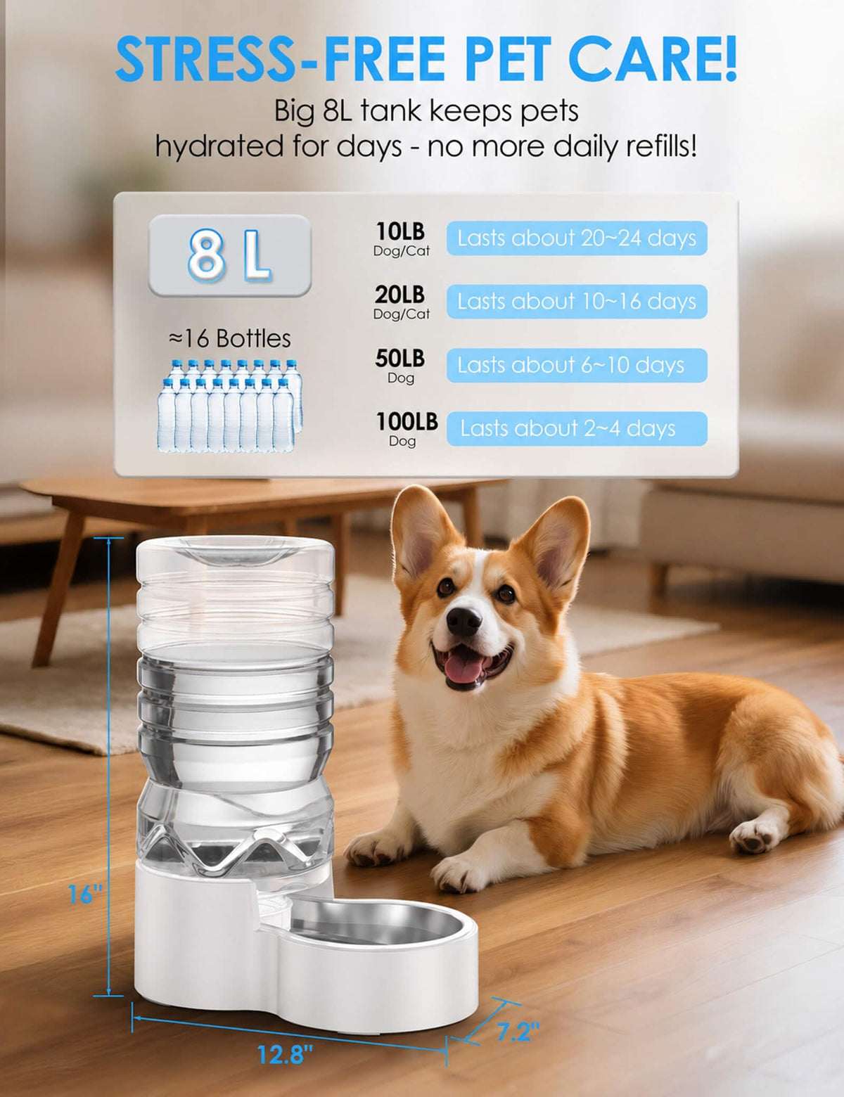 2.1 Gal Gravity Dog Water Dispenser