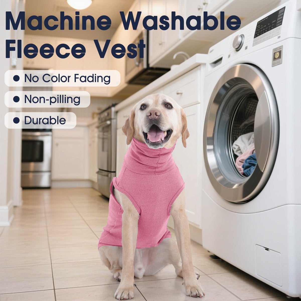 Dog Fleece Vest Sweater (Large / Pink)