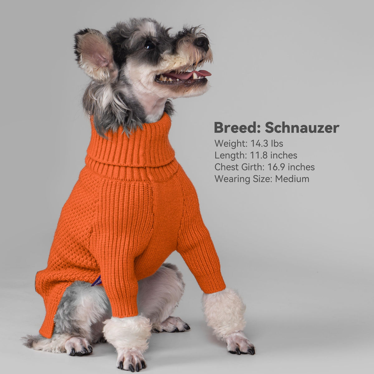 Dog Sweater Long Sleeve Knitted Turtleneck Pullover Warm Clothes (Orange / Medium)