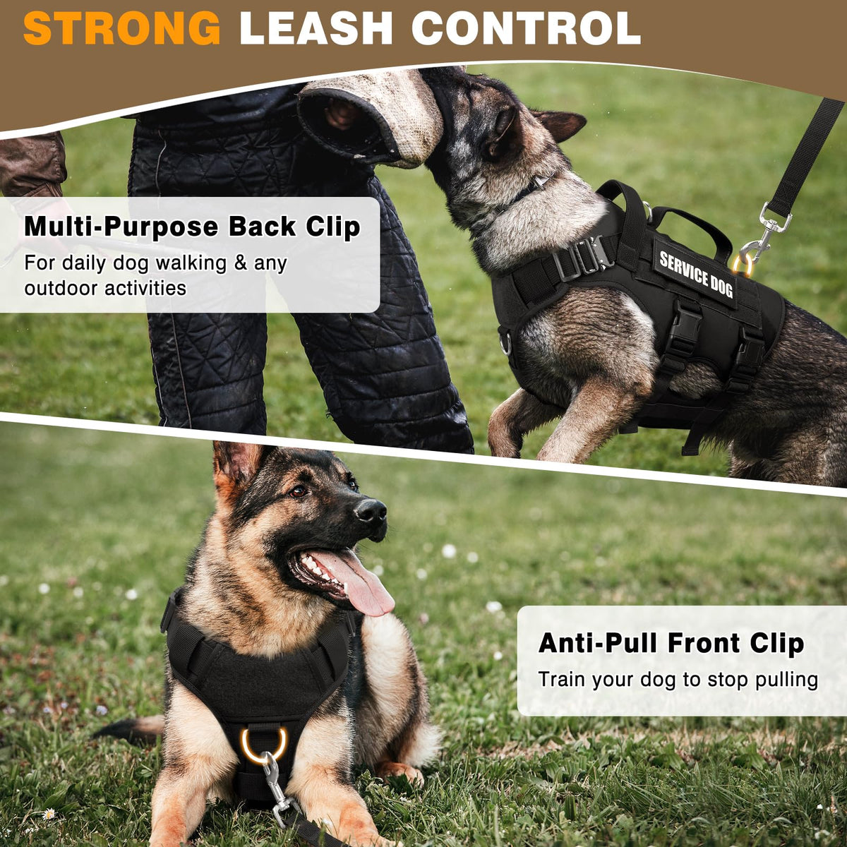 Service Dog Vest Harness for Large Dog (Large / Black)