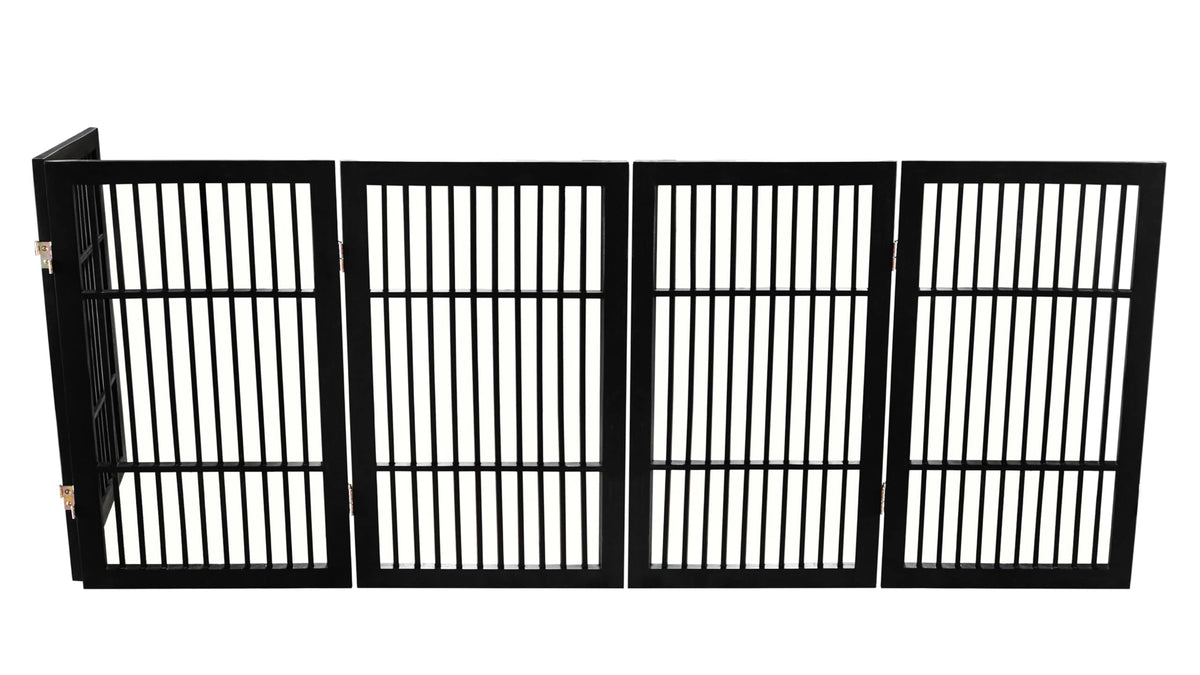 Pet Dog Gate Freestanding (5 Panel 30" Tall / Black Pet Gate)