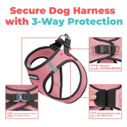 Voyager Step in Air Dog Vest Harness (Pink/Black Trim / XXS (Chest: 12 - 13.5"))