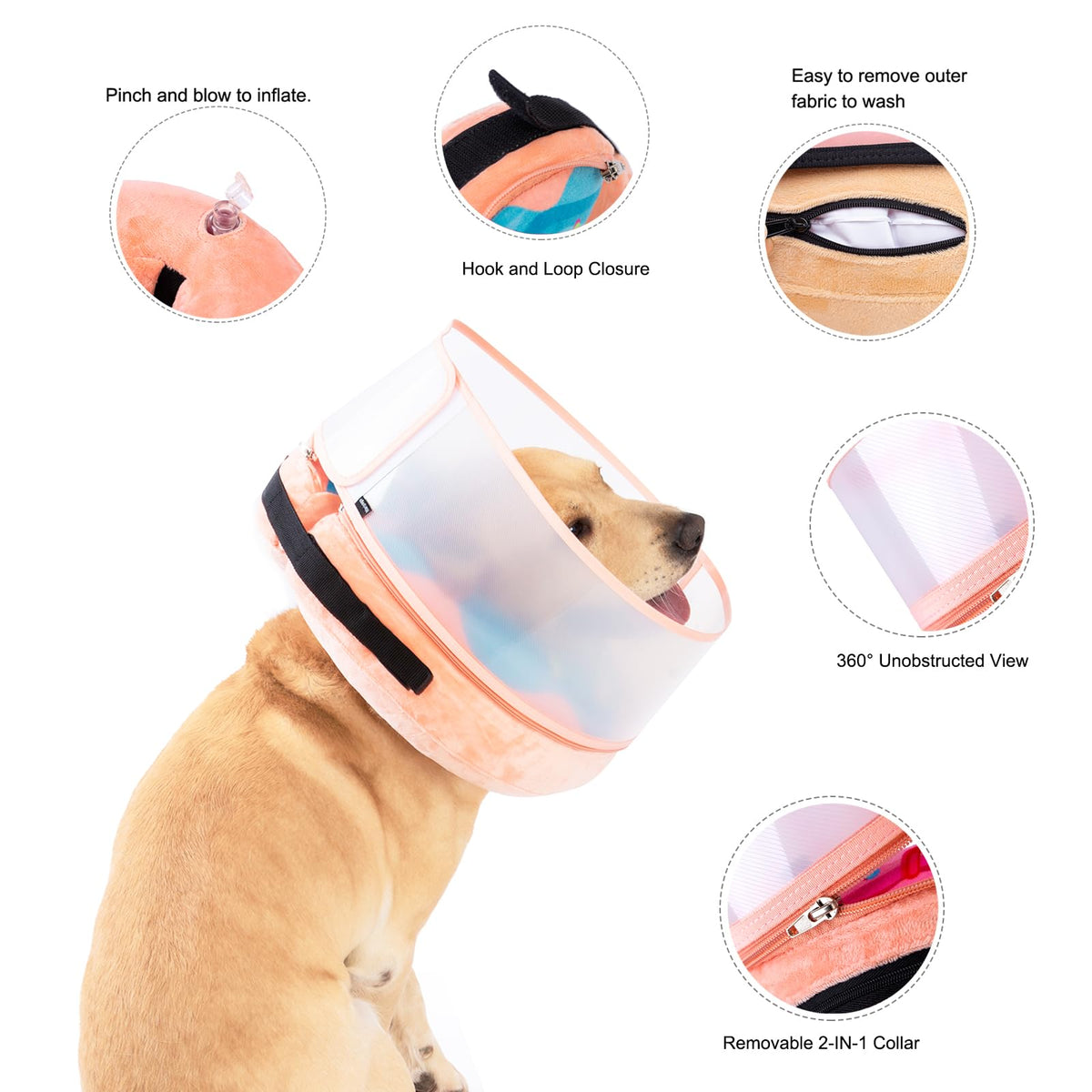 Inflatable Dog Cone Collar with Enhanced Anti (X-Large / Donut Blue)