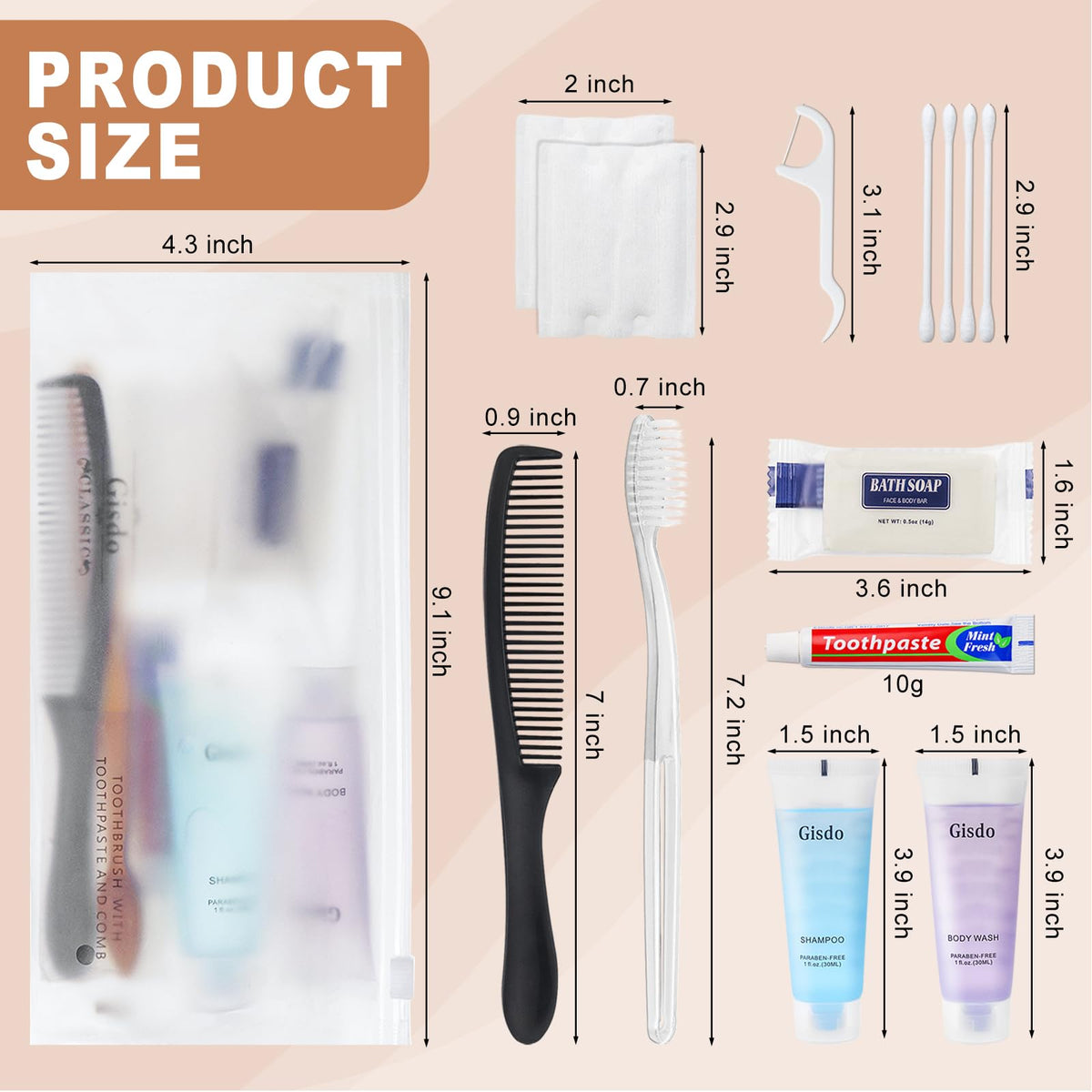50 Pack Toiletry Kits (Pack of 50)