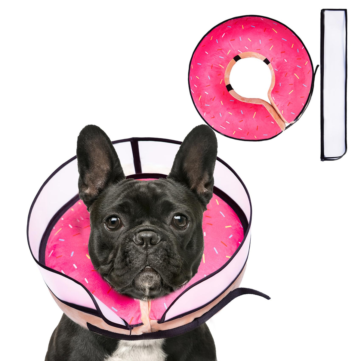 Inflatable Dog Cone Collar with Enhanced Anti (Medium / Donut Pink)
