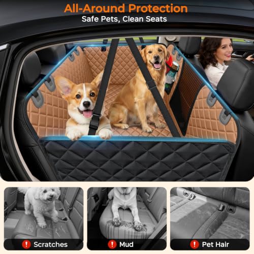 Hard Bottom Dog Car Seat Cover (Tan / Medium - for Most Sedans & SUVs)