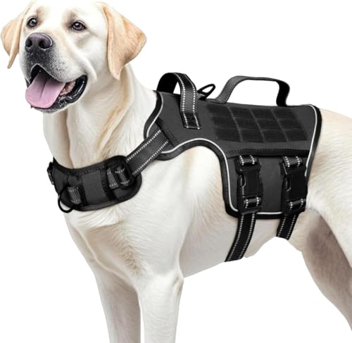 Dog Harness for Large Dogs (Black / XL(Neck:21-32",Chest:26-39"),75-135 lbs)