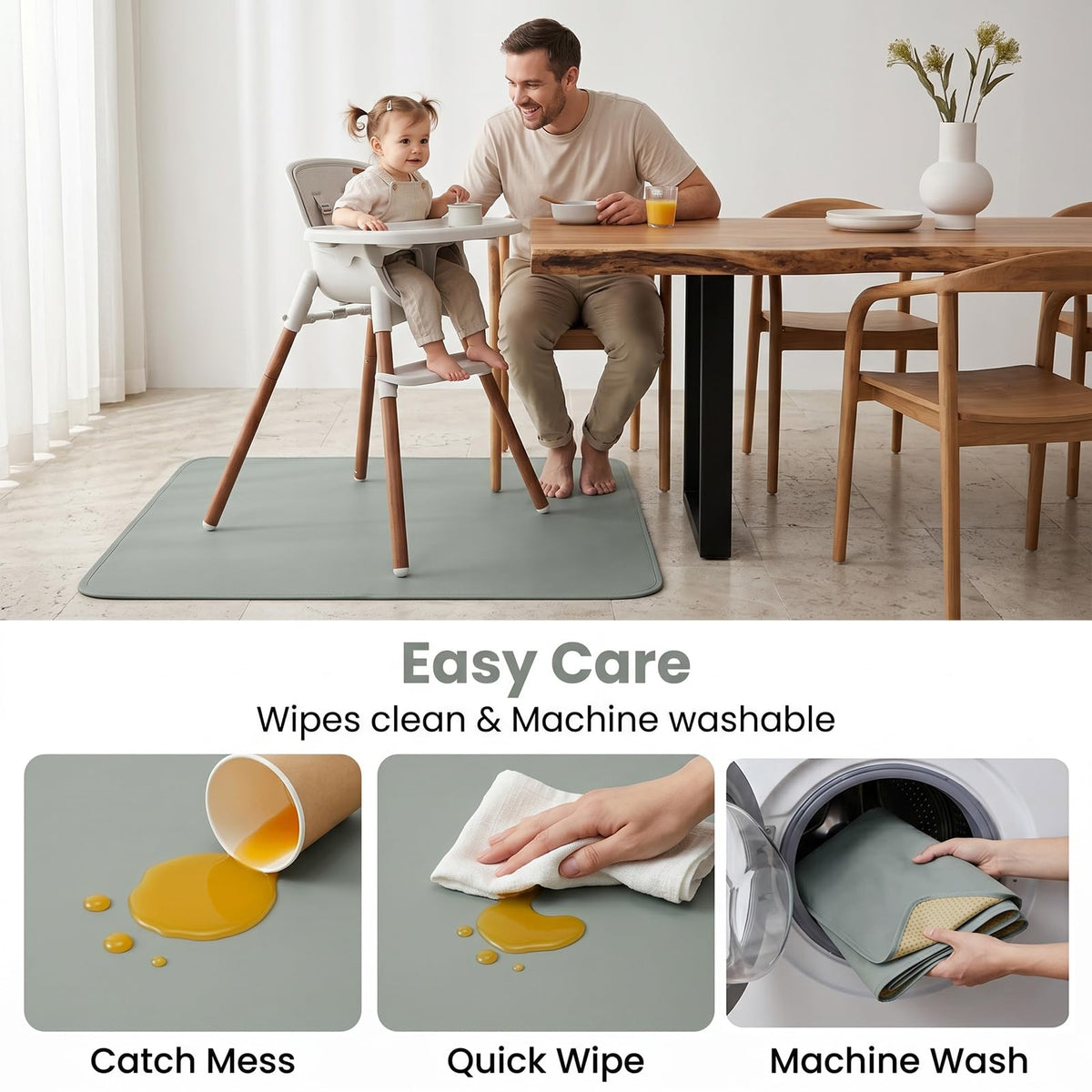 Splat Mat for Under High Chair (Gray)