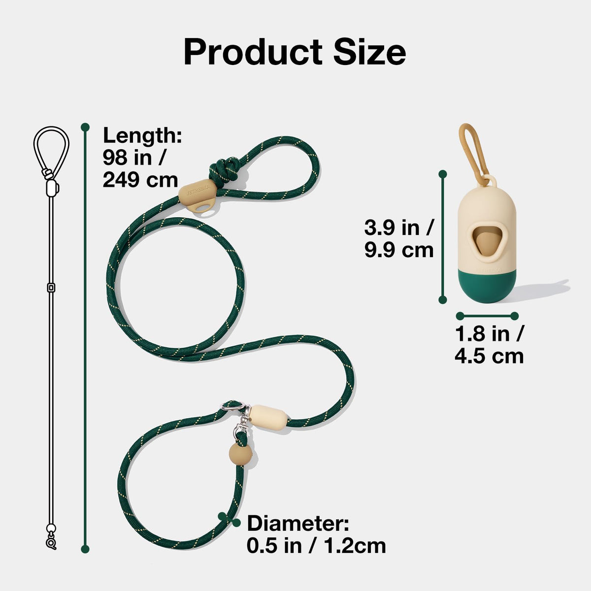 Hands Free Dog Leash (Santal Forest Green)