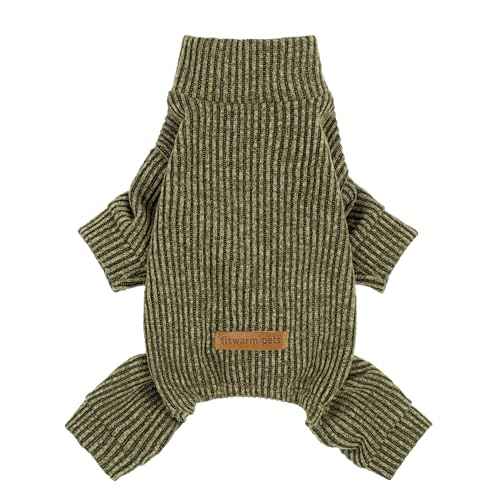 Mock Neck Knited Dog Pajamas (XX-Large / Olive Green)