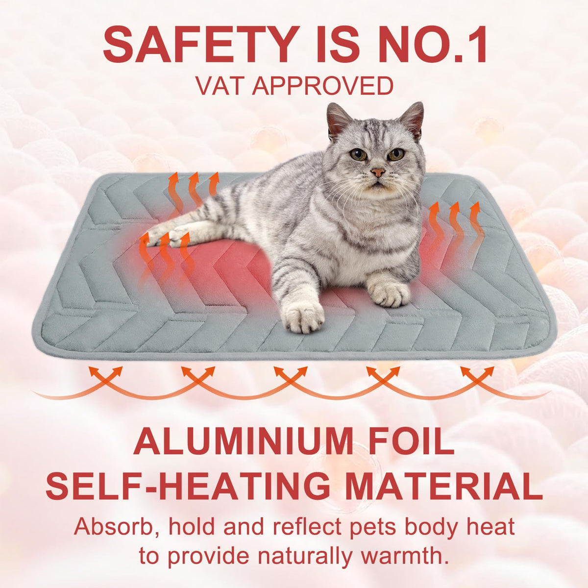 Self Warming Cat Mat (Light Grey / 45.0"L x 28.0"W x 0.2"Th)