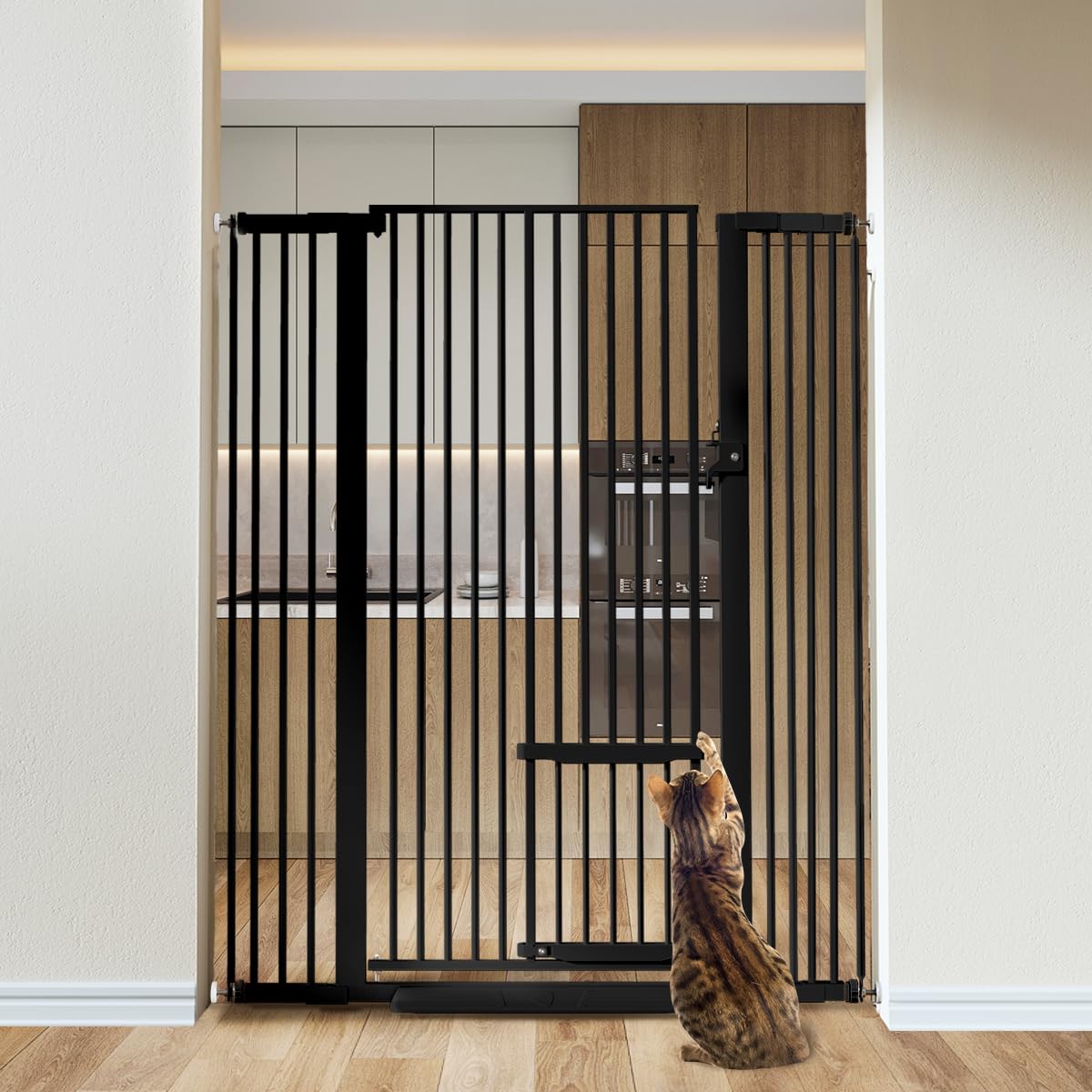 55.1" Extra Tall Pet Gate (Black / 55.1"Tall 43"Wide)