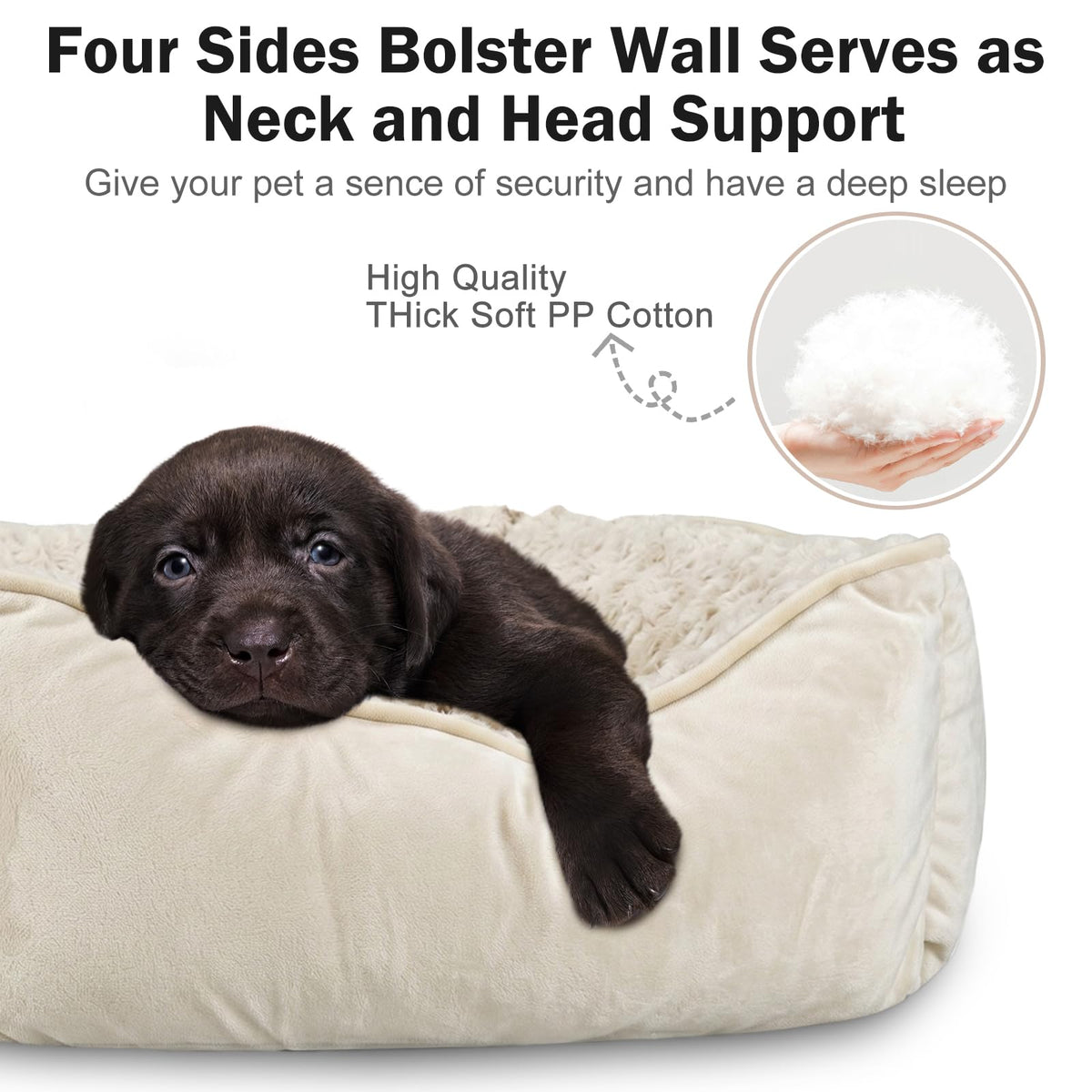Rectangle Dog Bed for Large Medium Small Dogs (Cream / L(30"x 24"x 9"))
