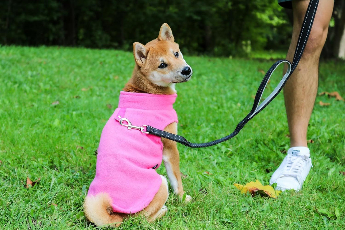 Dog Fleece Vest Sweater with Leash Ring (XXL (25-35lbs) / Pink)