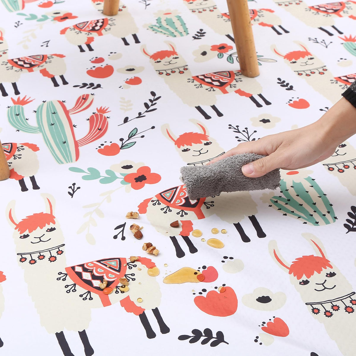 Splat Mat for Under High Chair (Llama)