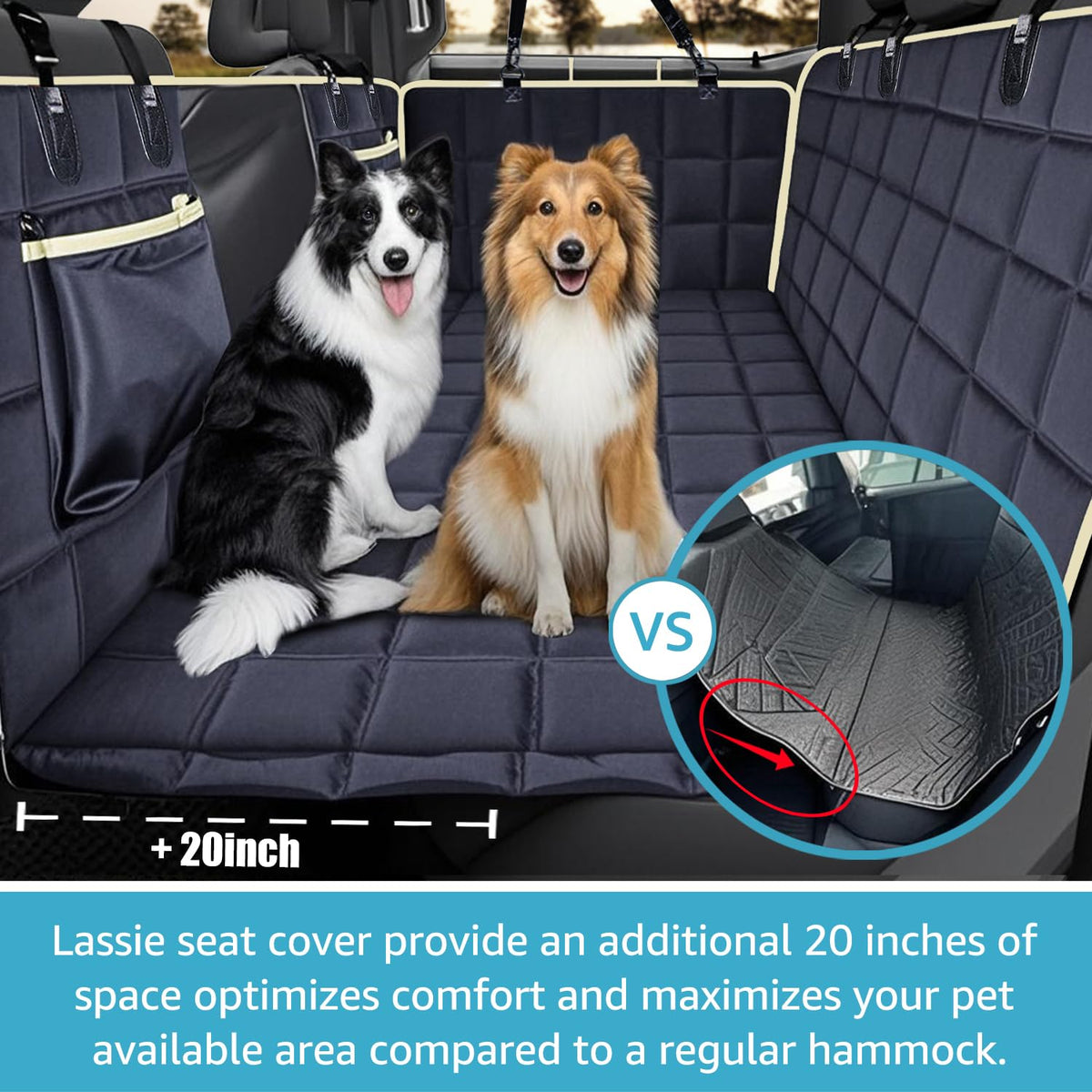 Dog Car Seat Covers for Back Seat (Black Hard Bottom / Truck)