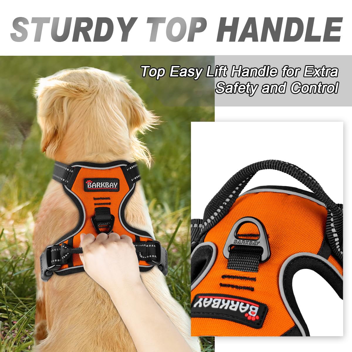 Dog Harness No Pull for Large Dogs Front Back Clips (Large(Chest:24.5-32.5") / Orange)