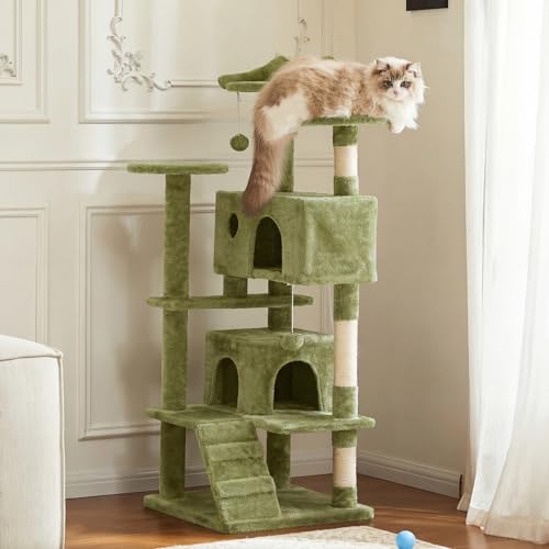 54 inch Cat Tree Tower with Scratching Posts (Green / 54 IN)
