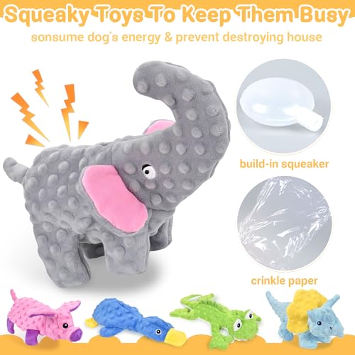 No Stuffing Dog Toys for Aggressive Chewers (5 Pack Unstuffed Dog Toys)