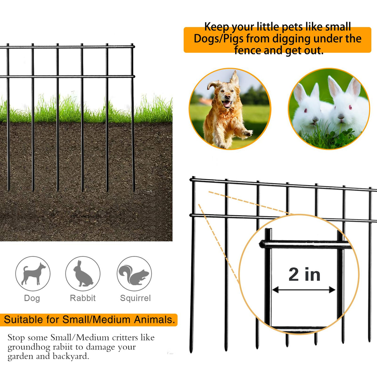 Small Medium Animal Barrier Fence 25 Pack 20 in (20in(L)X10in(H)-25 Pack Black / Black)