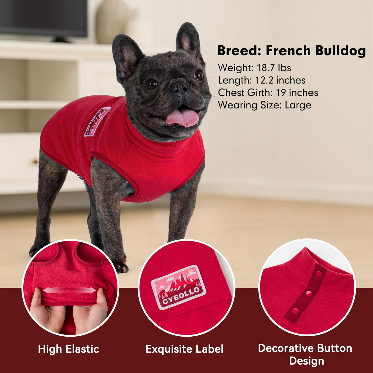 Fleece Dog Sweater (Red / Small)