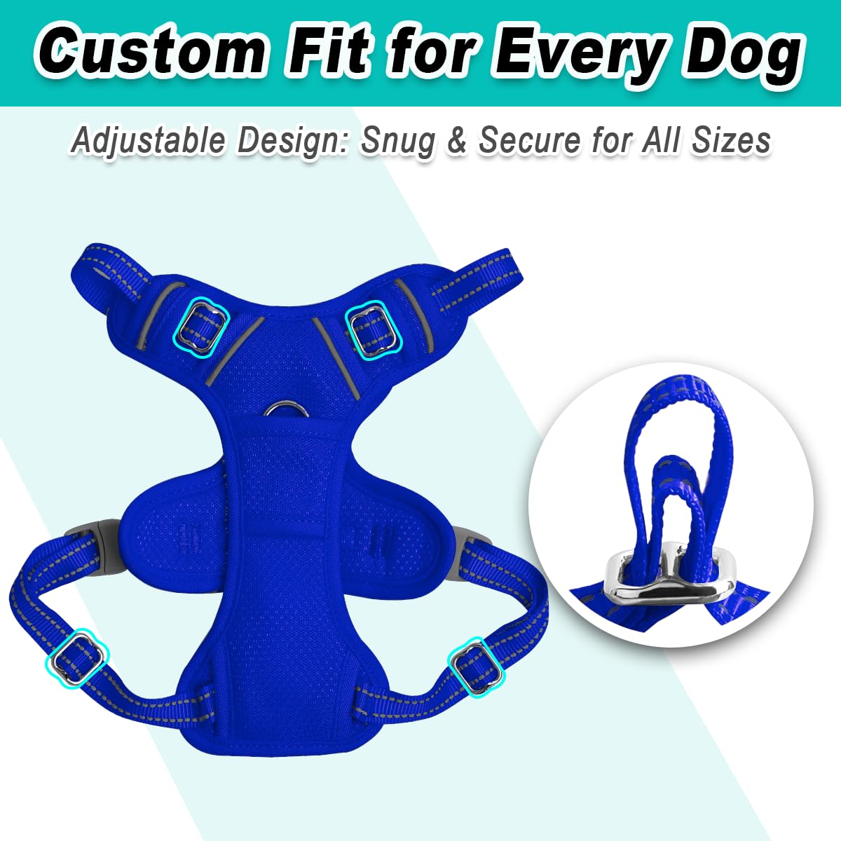Dog Harness for Small Sized Dog No Pull Mesh 2 Clips Dog Vest (Sapphire Blue-Mesh / Small)